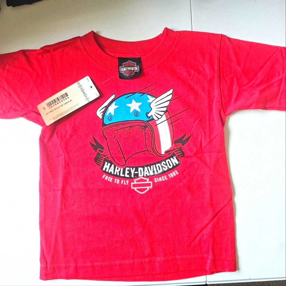 NWT Harley-Davidson Kids Red Graphic T-Shirt  Short Sleeve Casual Size 4T (Boys)